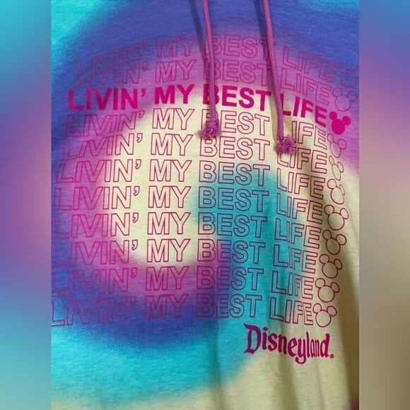 Disneyland Livin' My Best Life Pullover Hoodie Men's M tie dye retro psychedelic - Picture 3 of 16